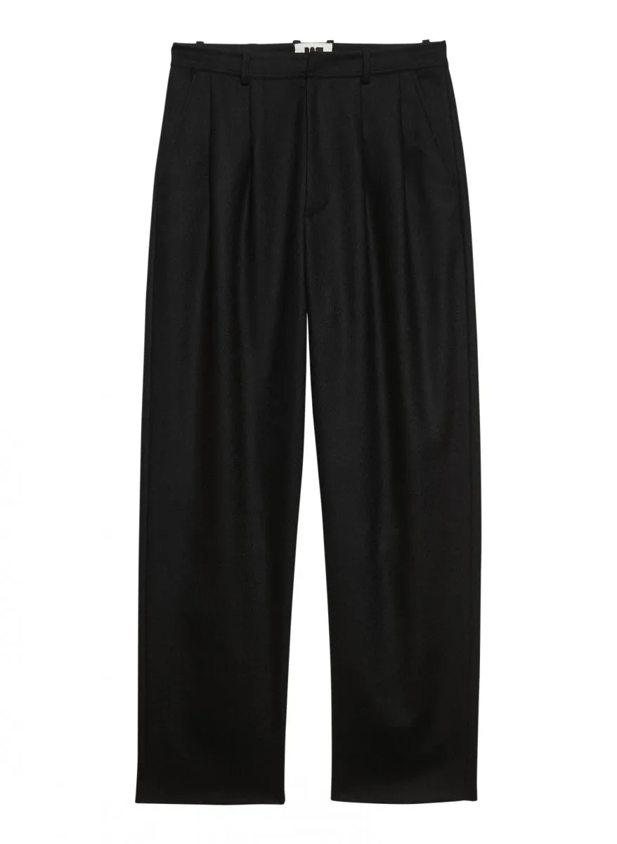 Maison Standards - Pantalon Doubles Pinces en Laine Saul - Noir
