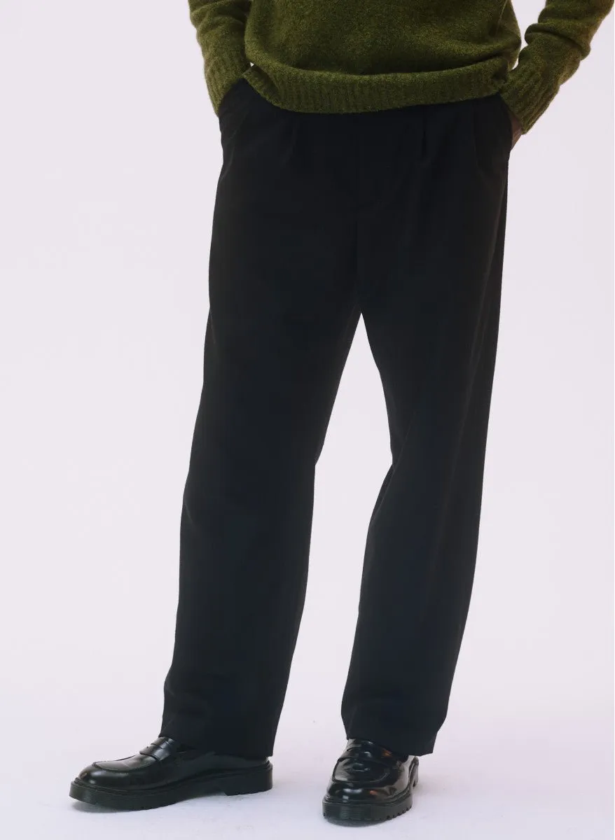 Maison Standards - Pantalon Doubles Pinces en Laine Saul - Noir